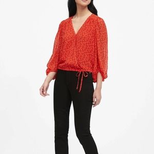 NWOT Banana Republic Red Hearts Blouse Size XS